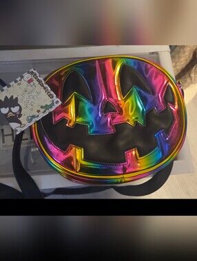 Love Pain and Stitches Pumpkin Kult Rainbow  Jack-o'-Lantern Crossbody Bag
